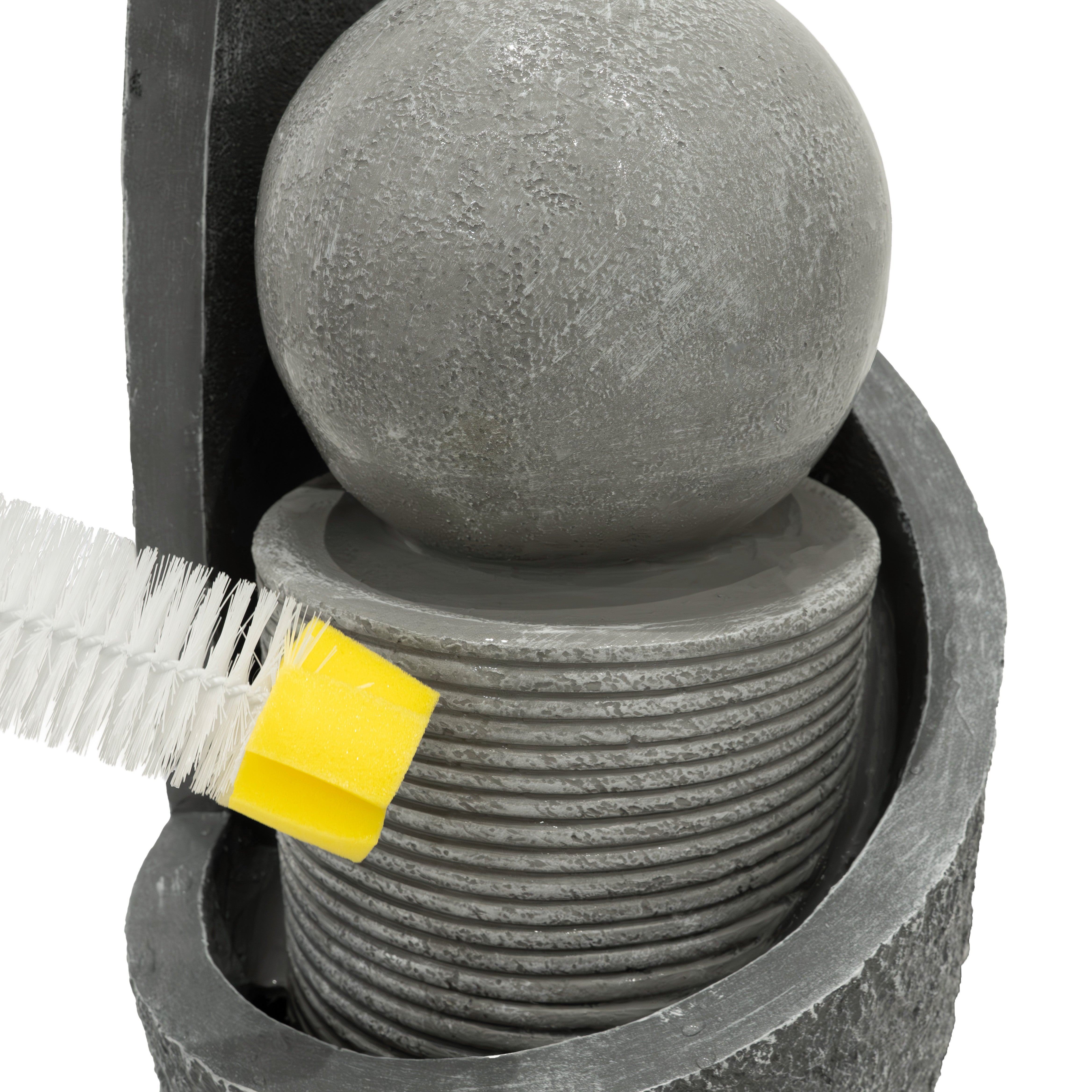 Fontaine de Jardin Cascade Électrique Extérieure Polyresine Gris 4 Lumières LED Blanc Chaud Pompe à Brancher Câble de 7 - 6