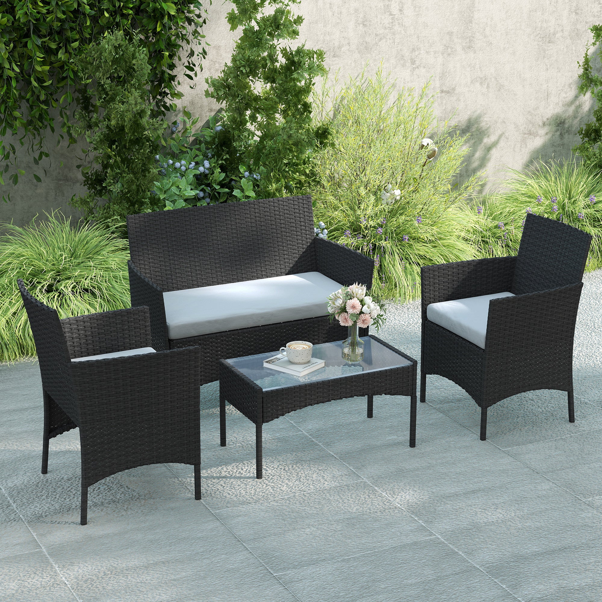 Salon de jardin extérieur Résine tressée Outsunny - 8