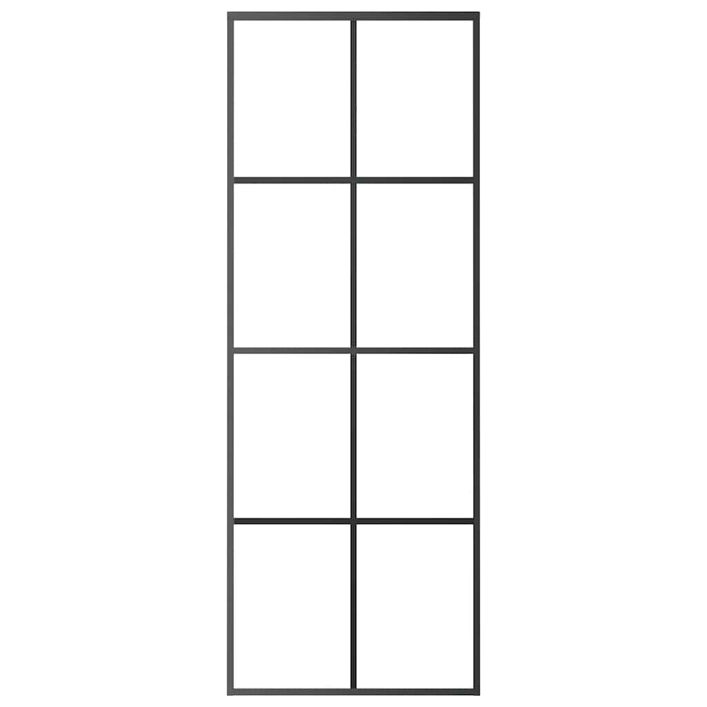 vidaXL Porte coulissante Aluminium et verre ESG 76x205 cm Noir - 4