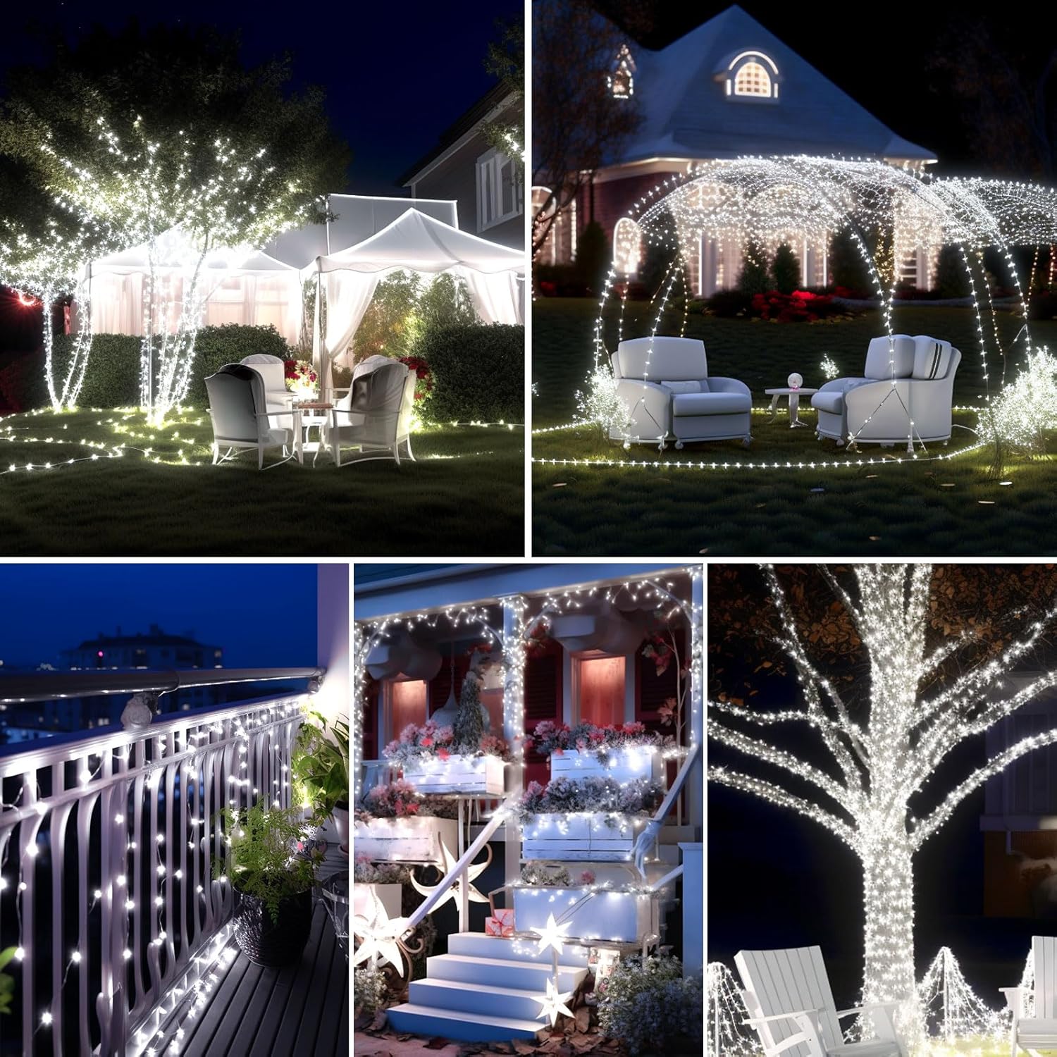 Catena Luci Solari Da Esterno 8m Con 80 LED Bianco Caldo - 8 Modalità, IP65 Impermeabile, Pannello Con Cavo 2m Per Giardino, Terrazza E Feste