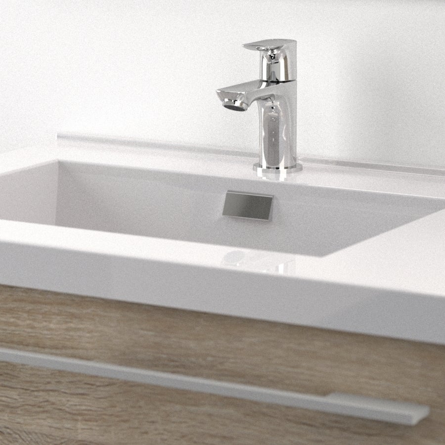 Meuble vasque suspendu JUPITER 3.0 80 cm bois clair 2 tiroirs + miroir ...