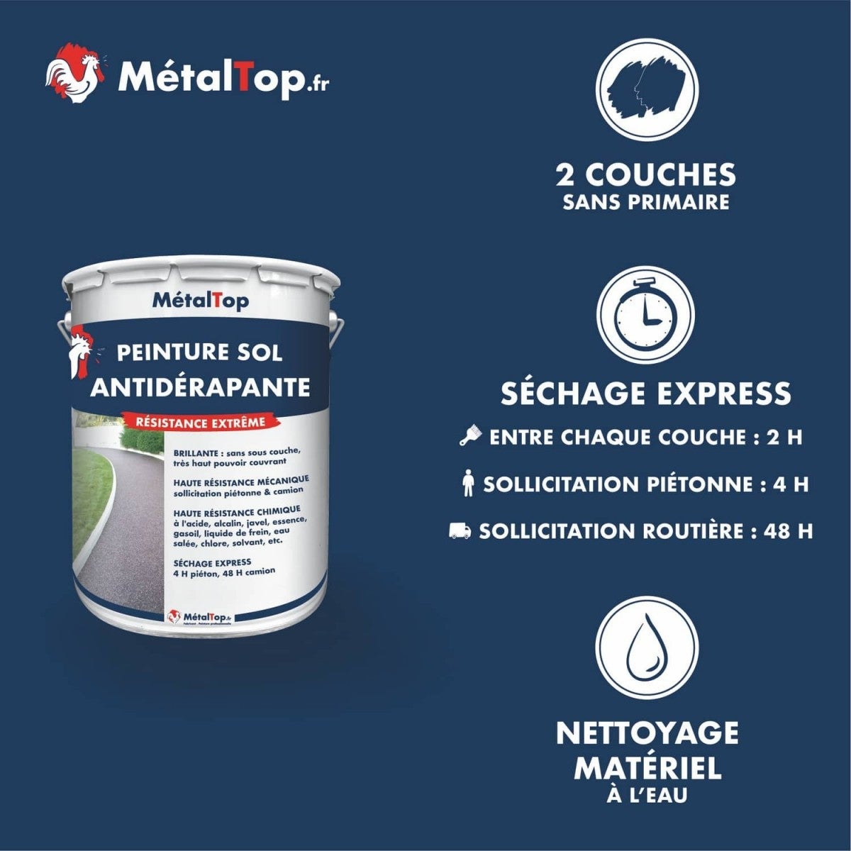Peinture Antiderapante - Noir foncé - RAL 9005 - 15 L - Métaltop - 4