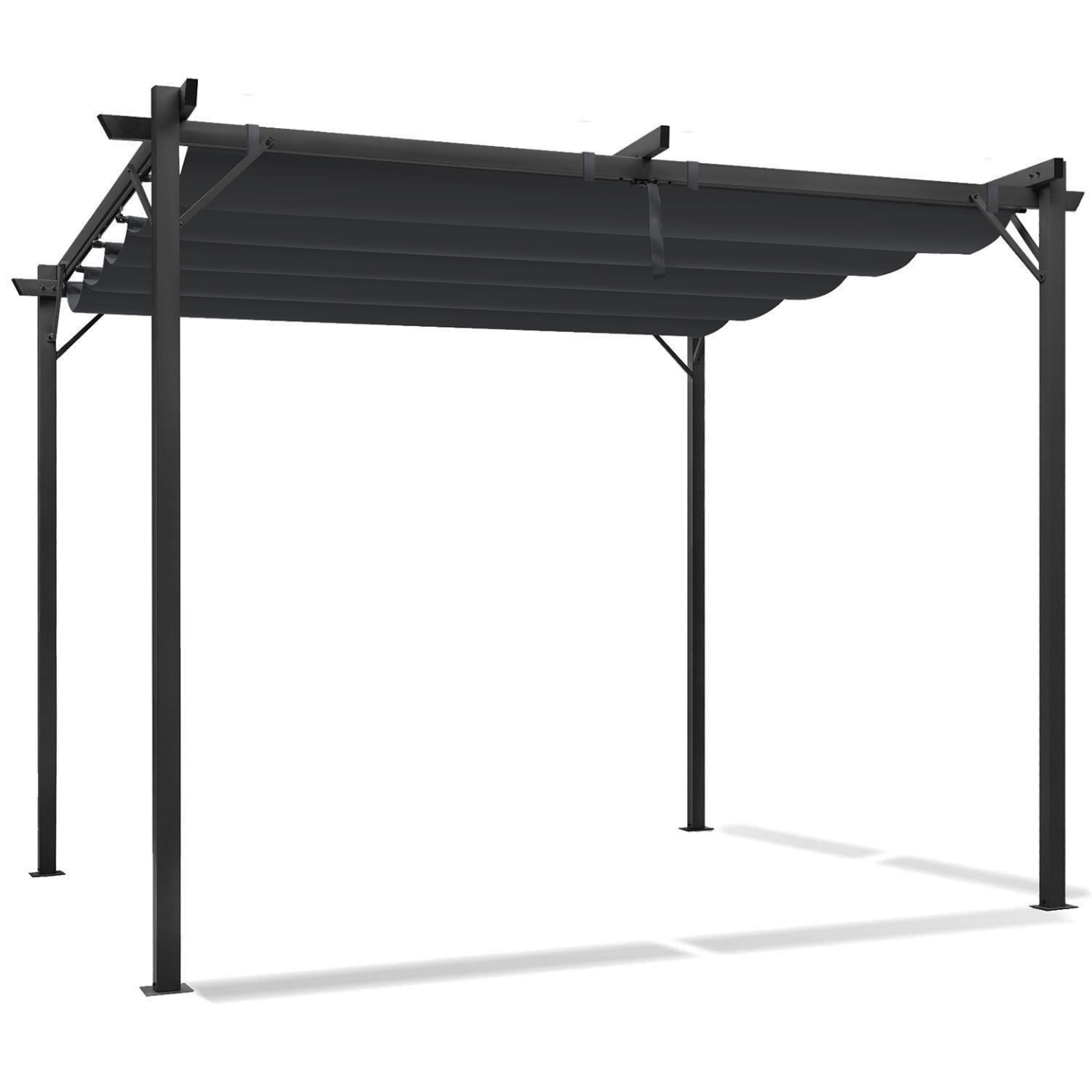 Pergola édition spéciale toit rétractable 3x3 M et 4 stores gris anthracite - 4