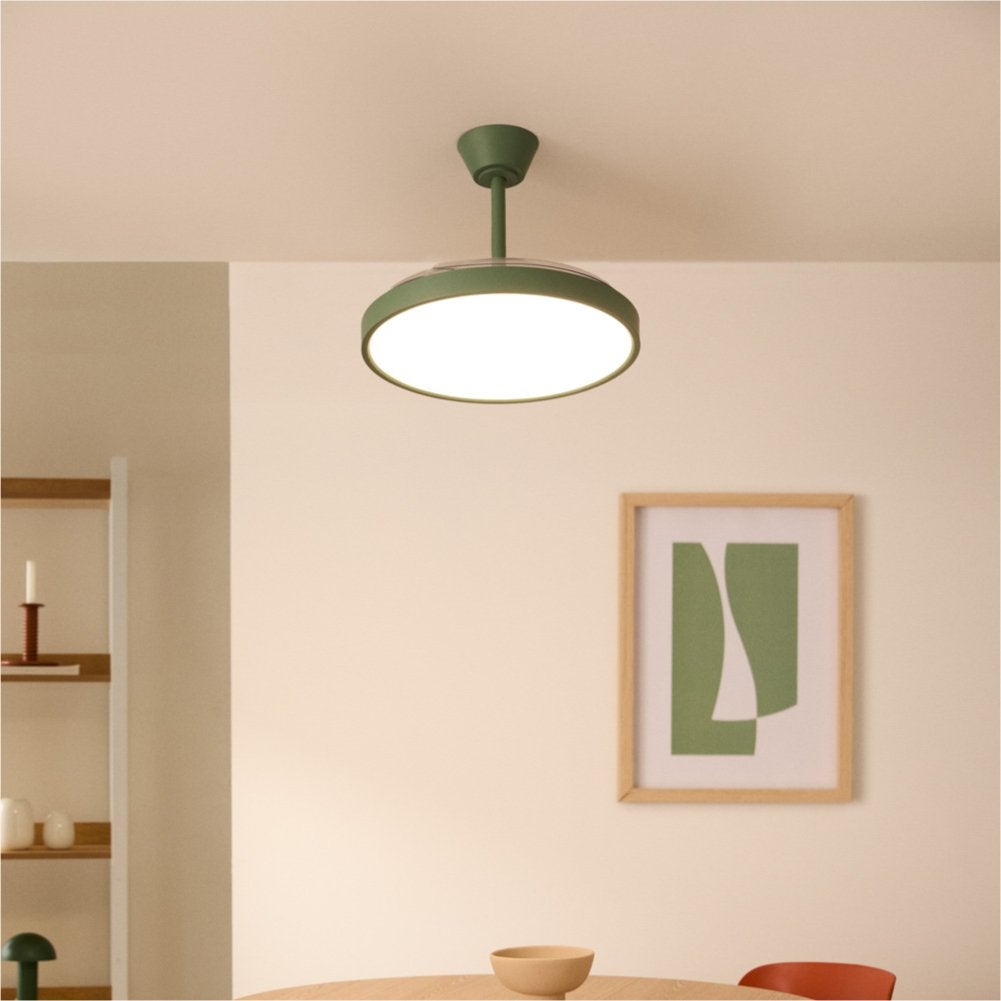 CREATE - WIND CLEAR STUDIO - Wentylator sufitowy 40W cichy z chowanymi łopatkami i oświetleniem LED, różne rozmiary -