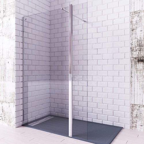 Mampara de ducha de 1 hoja fija + 1 abatible - Cristal 6 mm con ANTICAL INCLUIDO - Modelo TELLA Medida (120+40 cm) - TRANSPARENTE
