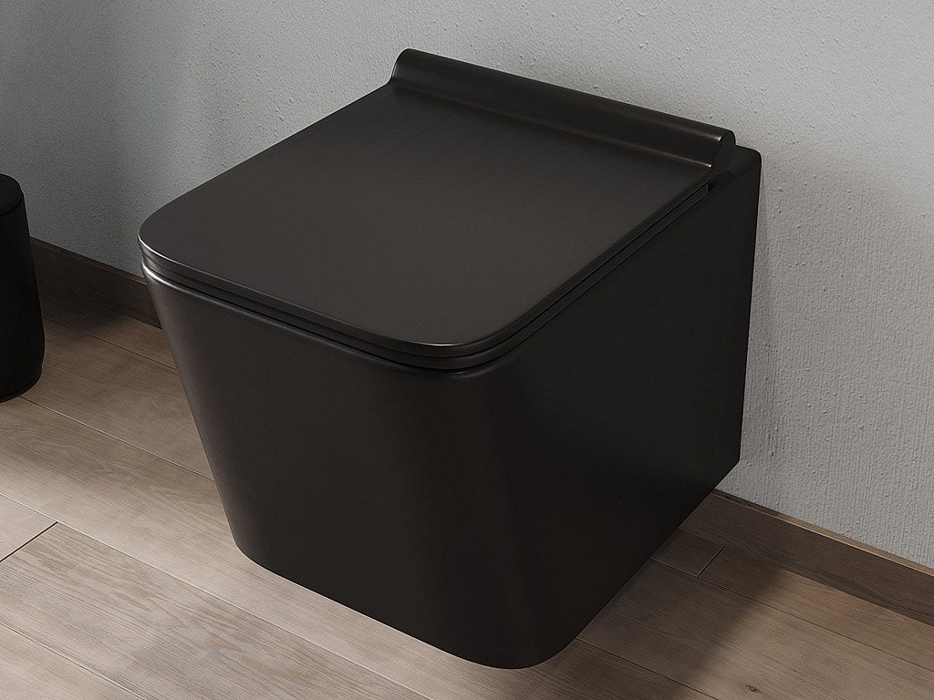 Toaleta WC podwieszana z ceramiki czarnej i matowej – CLEMONA