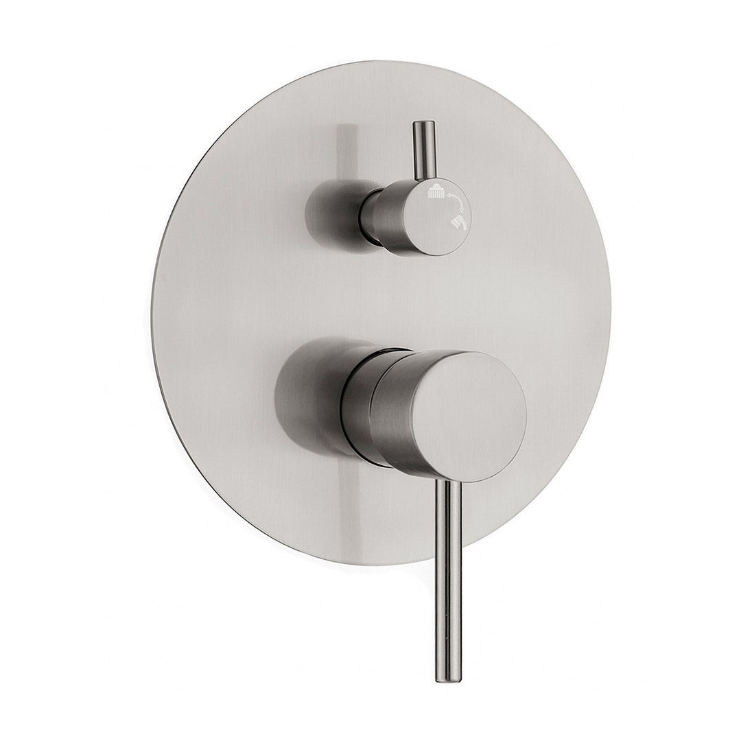 Valaz Miscelatore monocomando doccia incasso a parete in acciaio spazzolato tondo - Serie Jucar - 25 cm - 8