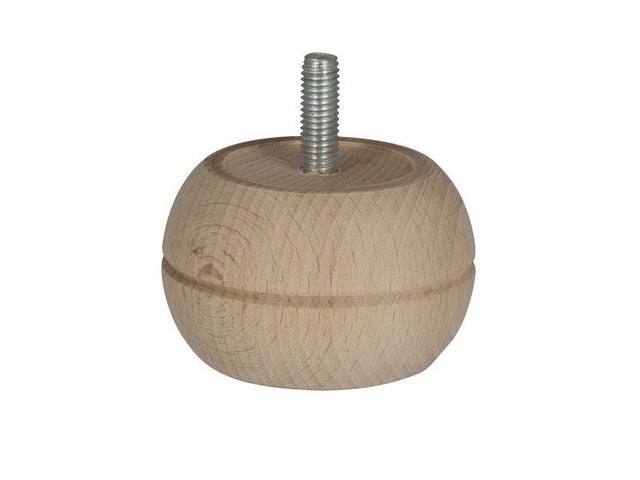 Pied De Meuble Boule Fixe Hêtre Brut Blanc/Beige, 4 Cm