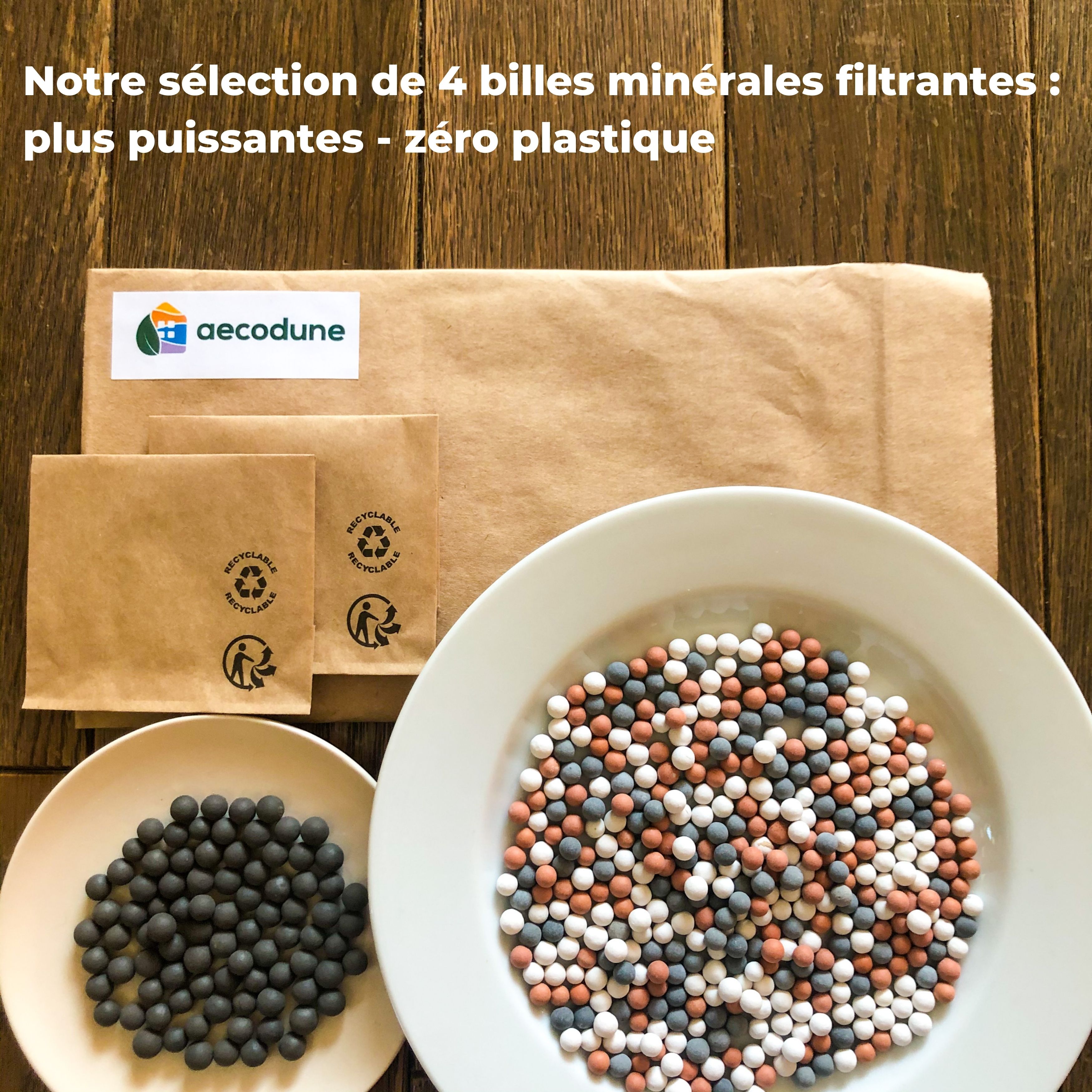 Aecodune Recharge Pommeau de Douche Anti Calcaire - Billes Pour Filtre Eau et Chlore - 2