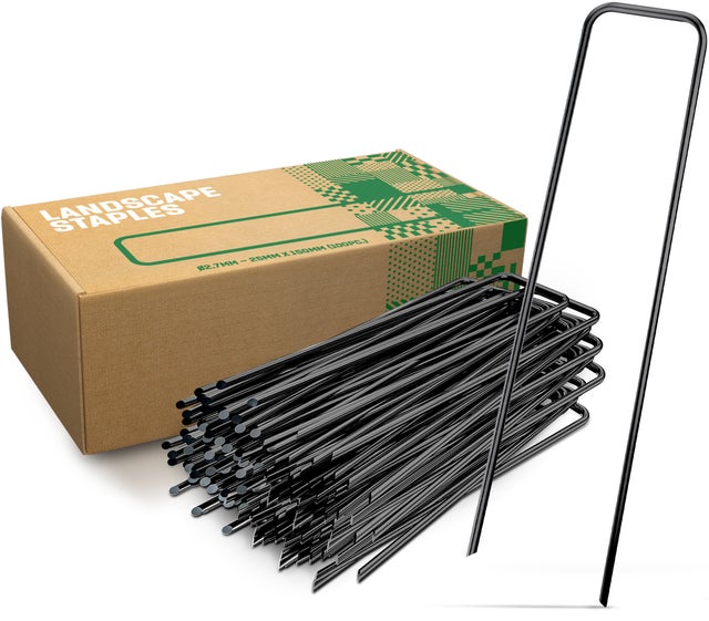 GardenGloss Piquets de fixation en acier (100 Pièces) - Pour Toiles de Paillages et de Jardinage - 150 mm de long, 25 mm de large, Ø 2.7 mm