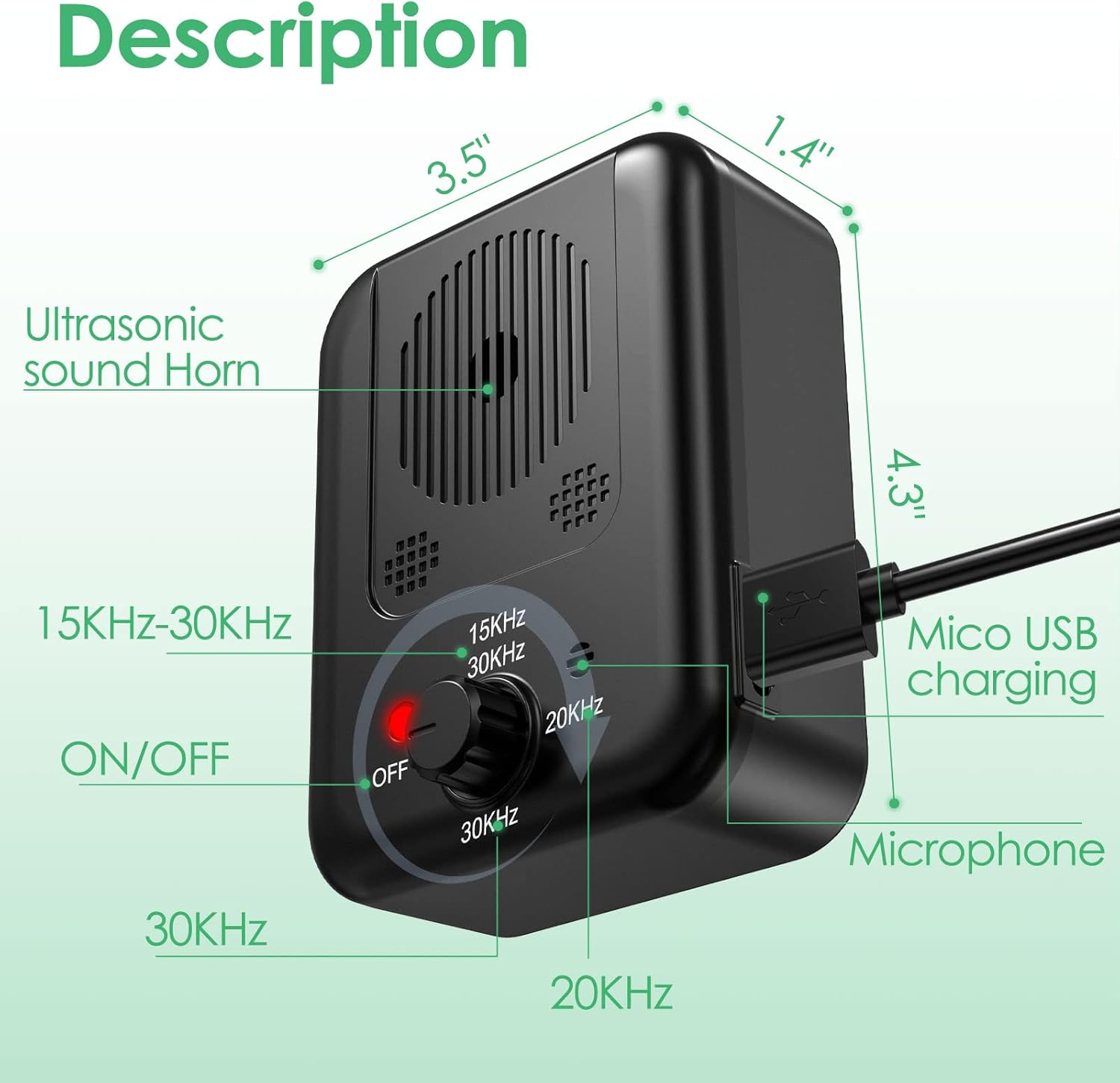 Dispositivo antiladridos, dispositivo de control de ladridos de perros con ultrasonidos de 3 niveles, color negro - 5