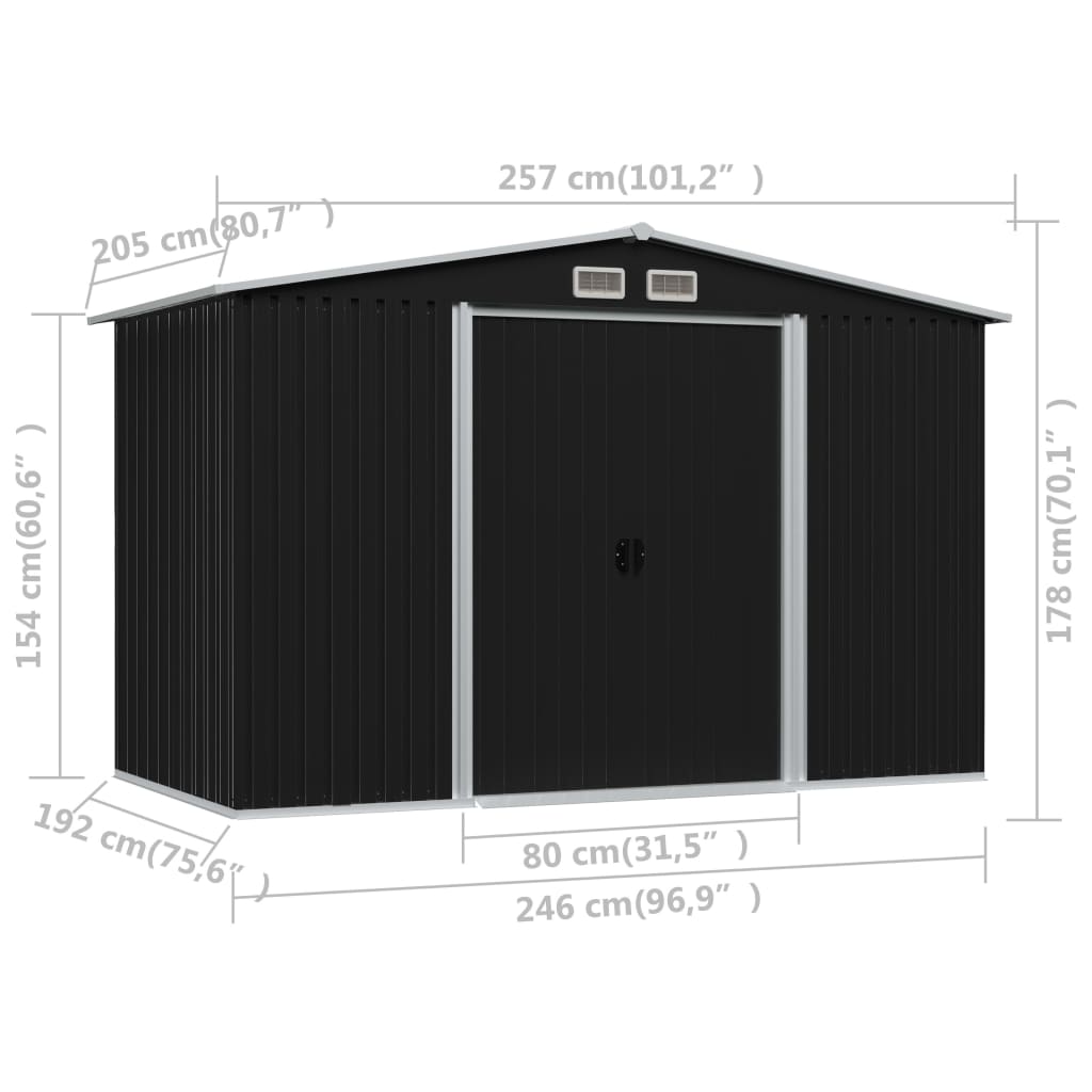 Abri de stockage pour jardin Anthracite Acier 257x205x178 - 8