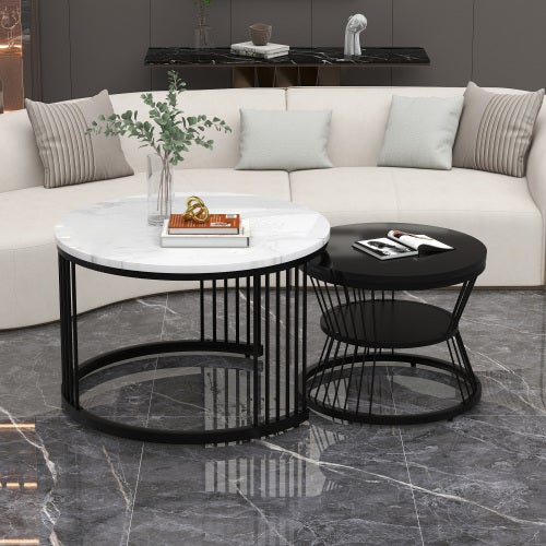 Set di tavoli bassi pezzi, tavoli rotondi di 70x70x45 cm e