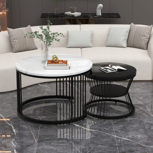 Set di tavoli bassi pezzi, tavoli rotondi di 70x70x45 cm e