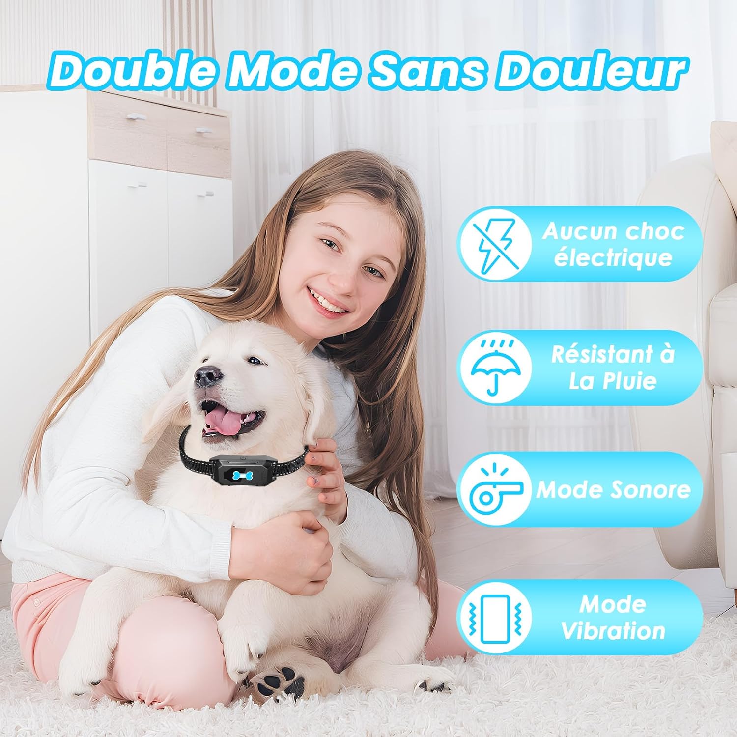 Collar antiladridos para perros con modo de sonido y vibración, detección inteligente de ladridos. - 3