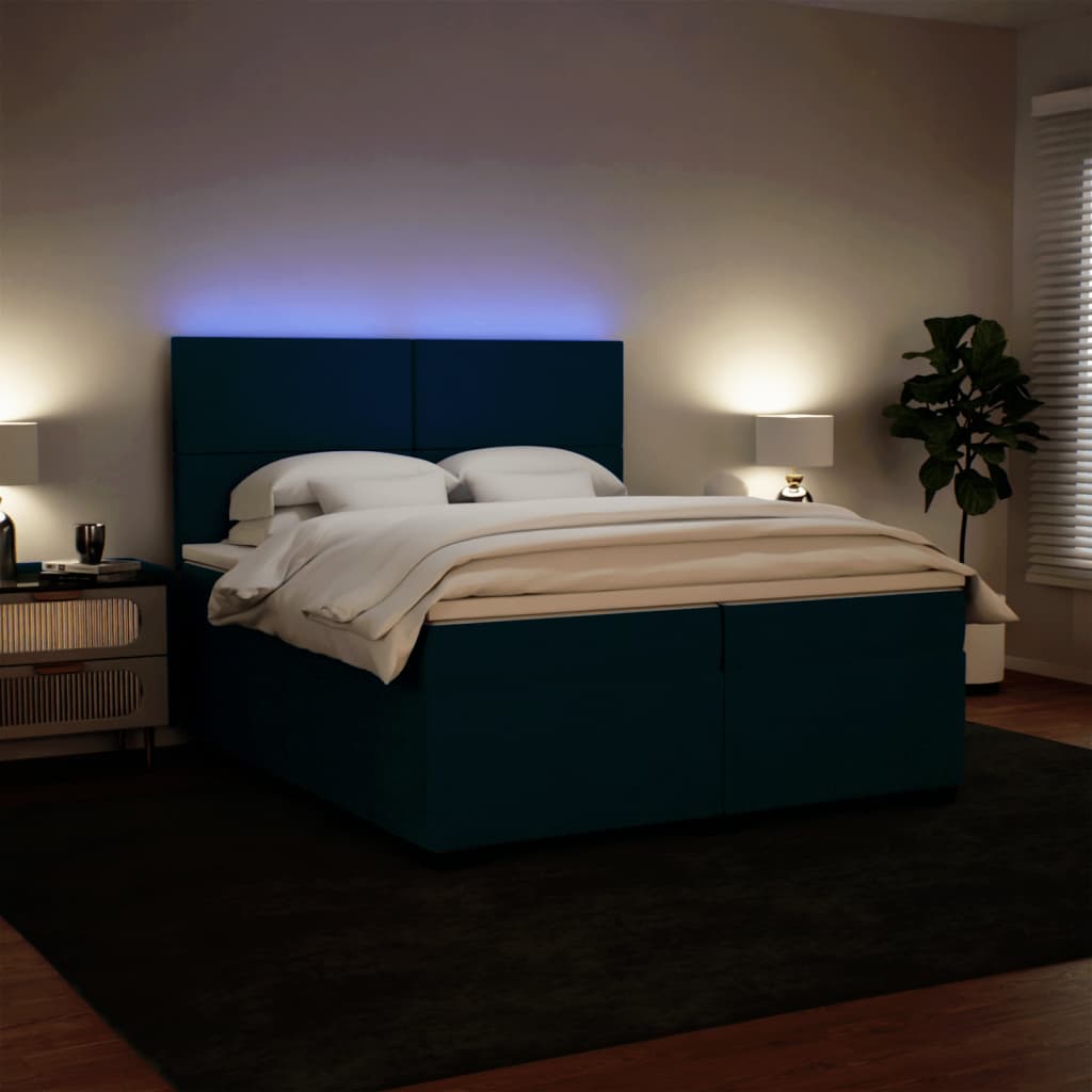 Maison Exclusive - Sommier à lattes de lit et matelas Bleu 200x200 cm velours - 4