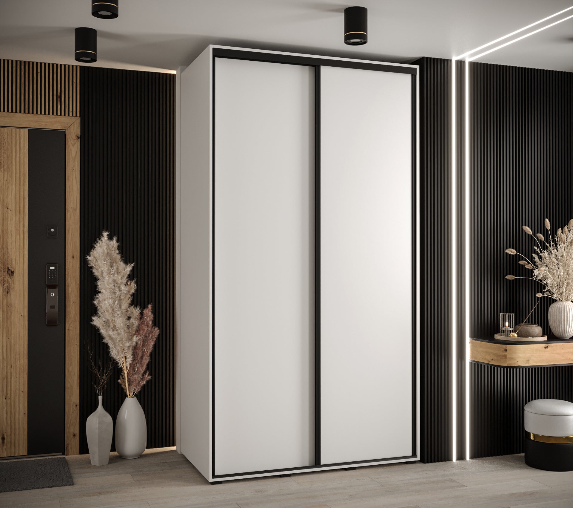 Szafa przesuwna wysoka Davos 1 140 x 45 x 235,2 cm biały + biały + u. czarny - Abiks Meble - 2