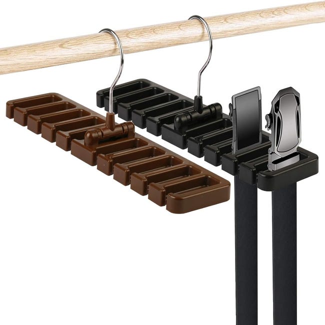 Appendiabiti Per Cinture In Legno Resovo | 14 Ganci Reversibili Per Fino A 42 Cinture | Gancio Girevole 360° | Organizer Da Armadio Per Cinture, Cravatte E Sciarpe | Nero