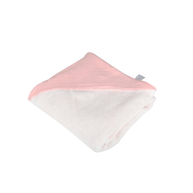Cape de bain en gaze de coton et éponge - Rose Clair - 75x75 cm - Coton