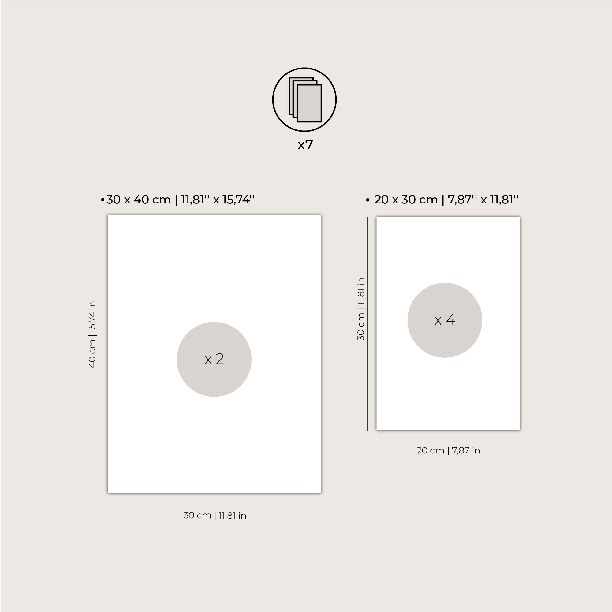 Set de 7 illustrations décoratives sans cadre - Photographies de déserts, messages, aquarelles - 20x30 cm, 30x40 cm - MILUKA - 3