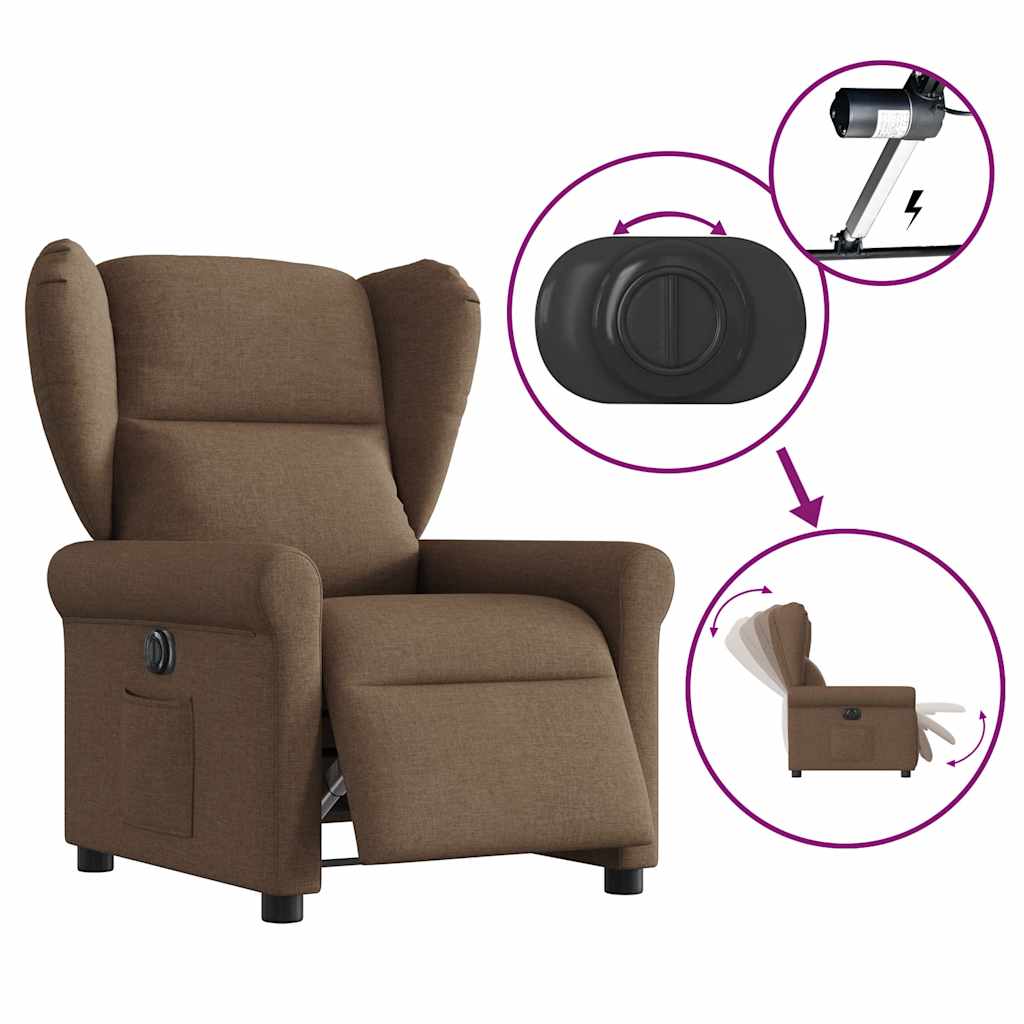 Fauteuil de télévision | Fauteuil inclinable électrique Marron Tissu CFW572894 - 8