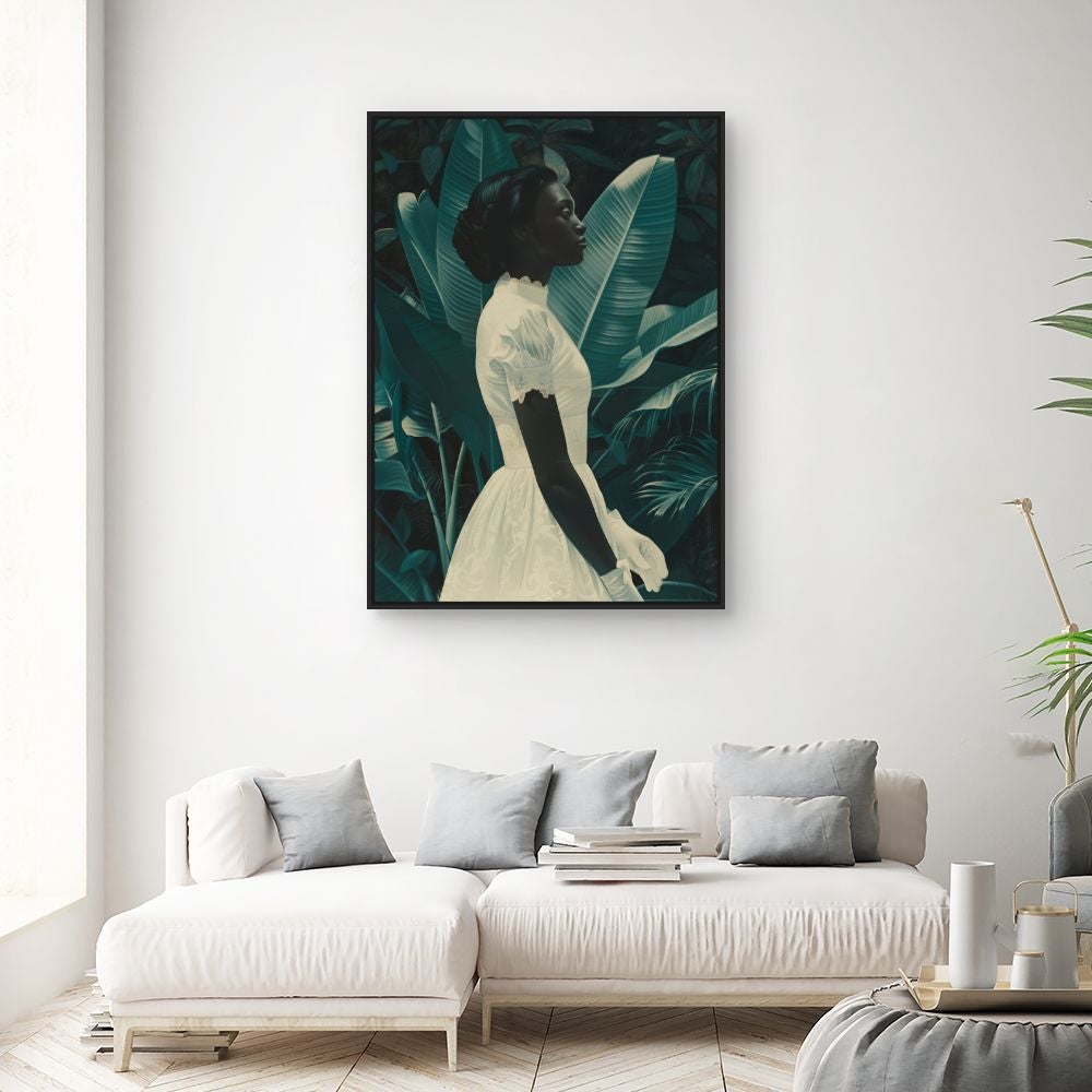 Toile encadrée Élégance tropicale / 100x140cm / Cadre Noir / Fabriqué en France / Toile murale / DADA ART - 2