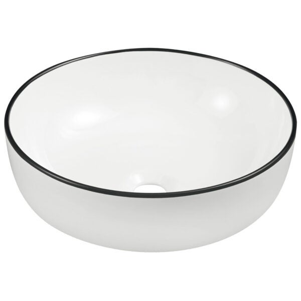 Umywalka nablatowa KR-98 WH/BL biała z czarnym rantem KERRA