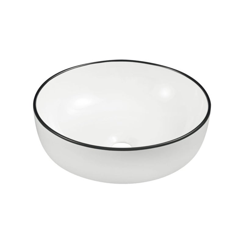 Umywalka nablatowa KR-98 WH/BL biała z czarnym rantem KERRA