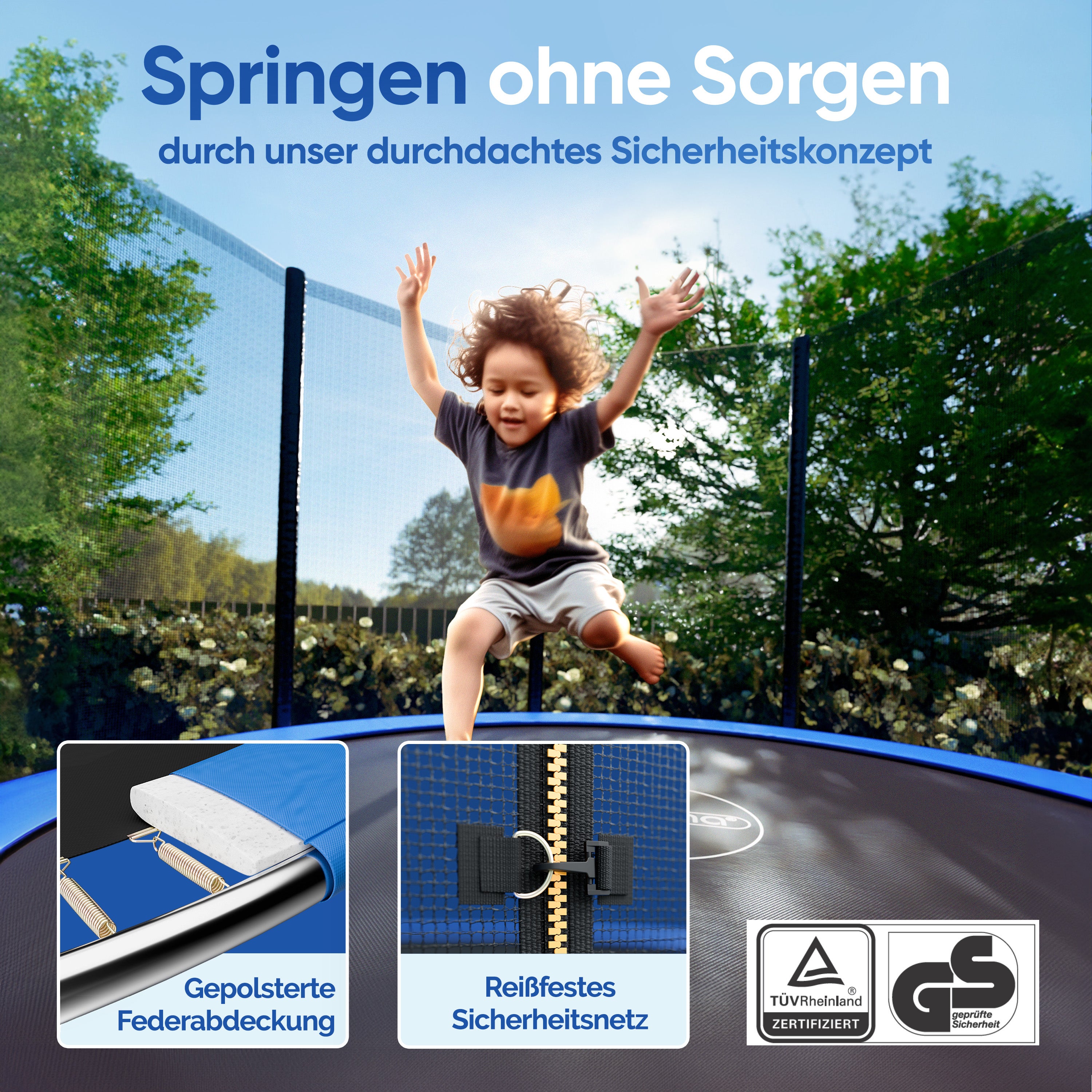 Trampolim 244cm com rede de segurança Certificado TÜV GS - 6