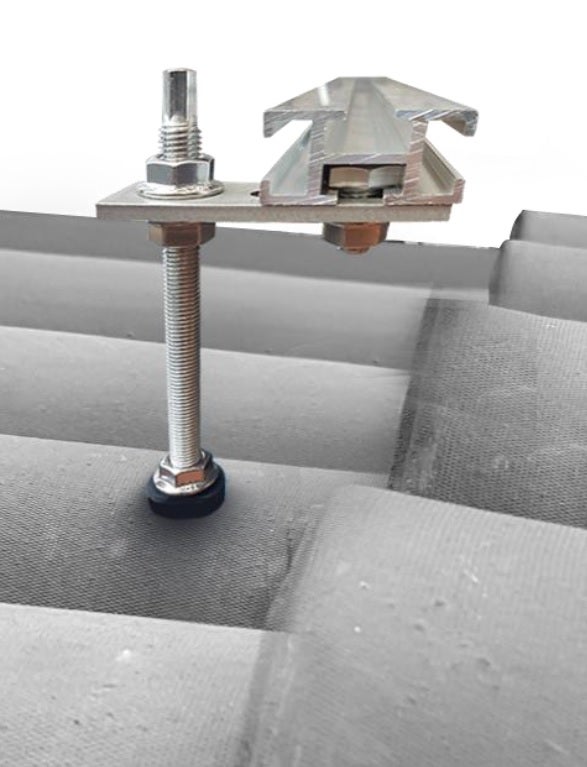 Support de fixation en inox M10 x 250 avec fente, vis double filetage pour ancrage de panneaux photovoltaïques sur toiture en tuiles - 4