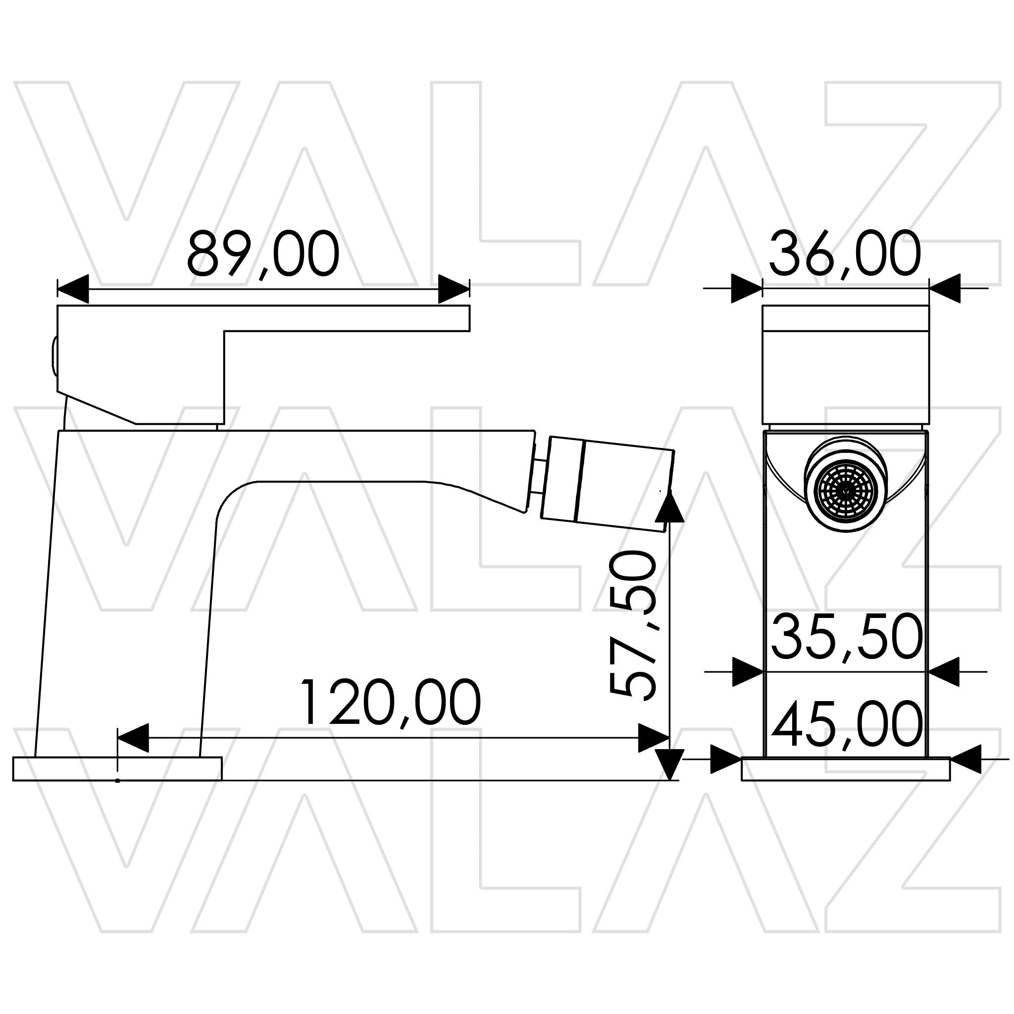 Valaz Rubinetto bidet quadrato monocomando nero opaco - Serie Carrion - 2