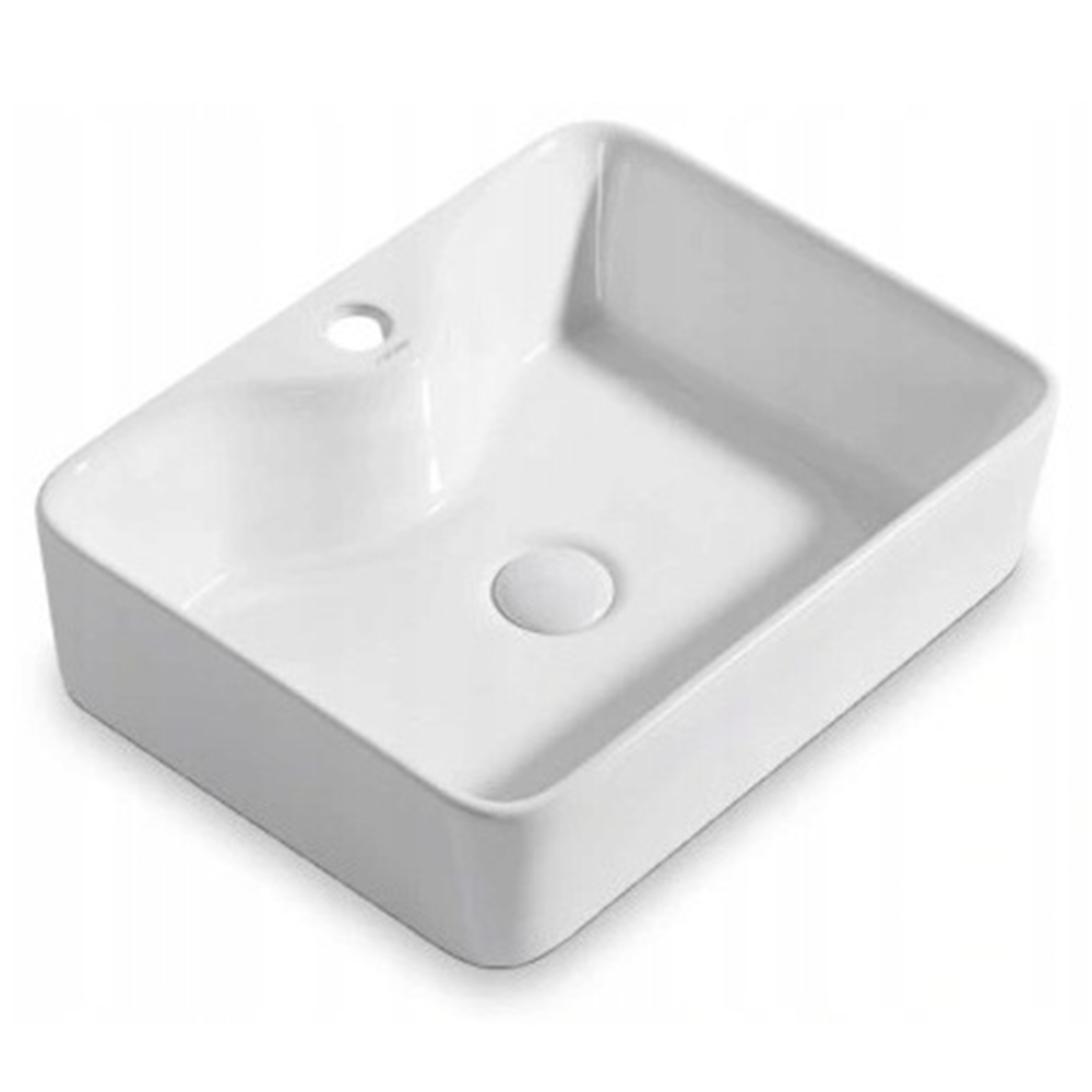 Umywalka nablatowa ceramiczna stawiana biała