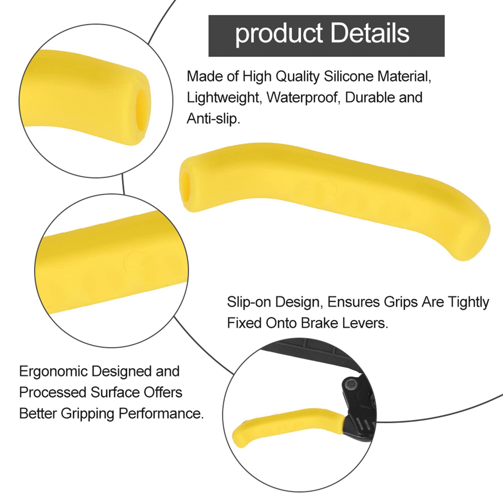 5 cores capa da alavanca do freio da bicicleta apertos de silicone anti deslizamento protetor à prova dwaterproof água acessório ciclismo (amarelo) - 4