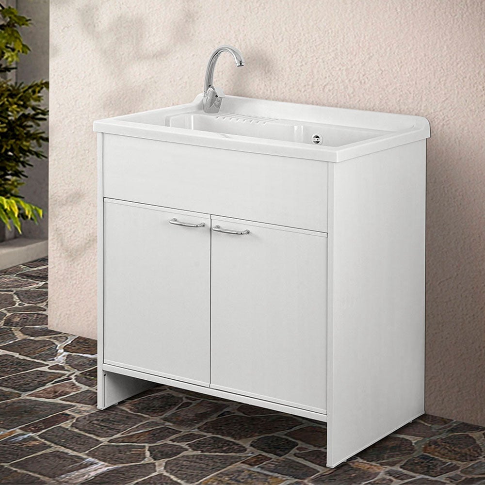 Lavabo 80x50 cm en résine blanche à encastrer - 5