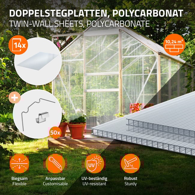 Yugodex 14 Lastre Alveolari In Policarbonato Da 4 Mm, 10,25 M²