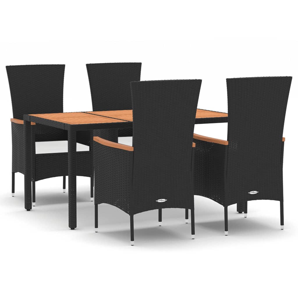 Maison Exclusive - Set da Pranzo da Giardino 5 pz Nero con Cuscini in Polyrattan - 2