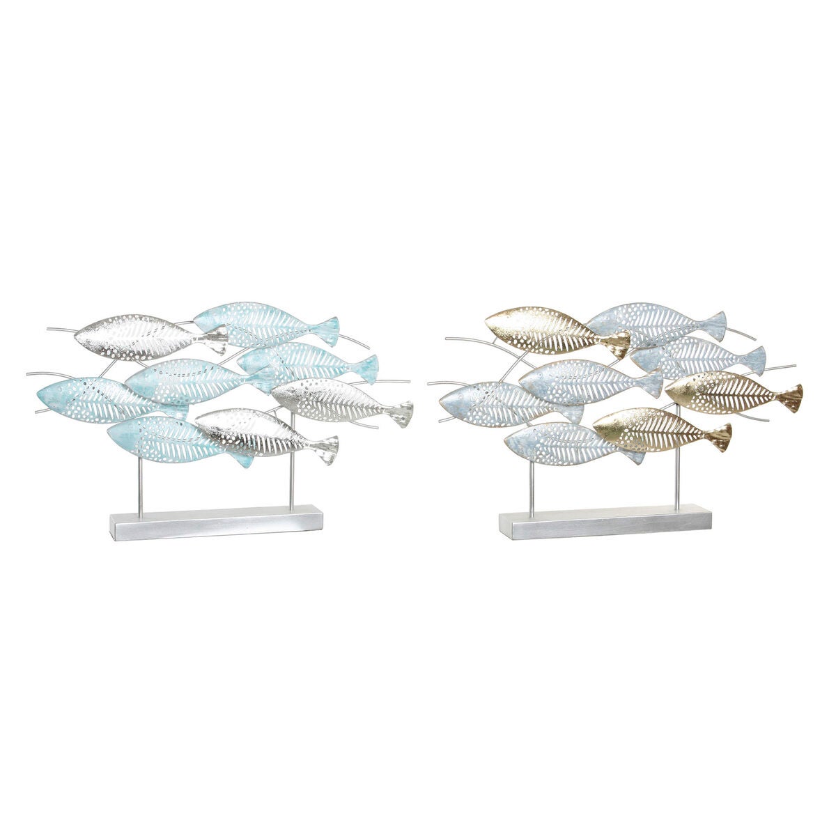 Figura decorativa dkd home decor 65,4 x 9 x 39,5 cm plateado azul dorado espirales mediterráneo (2 unidades)