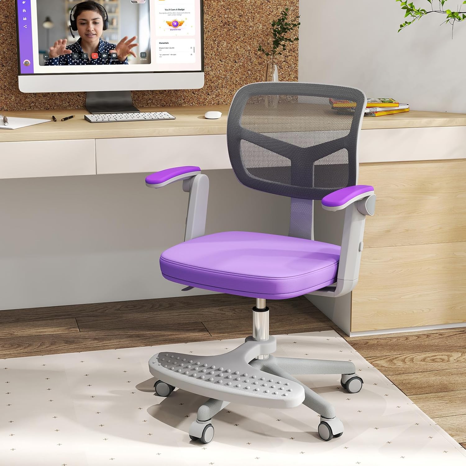 Sedia Ufficio Ergonomica Con Braccioli Ribaltabili 90° - Tessuto Grigio, Regolabile In Altezza, Schienale Reclinabile 120° - Portata 150 Kg - 2