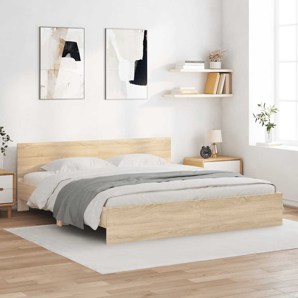 Vidaxl Estructura De Cama Con Cabecero Roble Sonoma 180X200 Cm , Leroy Merlin