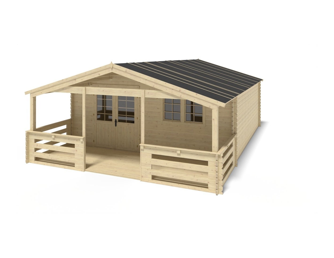 Domek ogrodowy ALTANKA - 6x6 m z tarasem 6x2m - 48 m2, drewniany, 1szt.