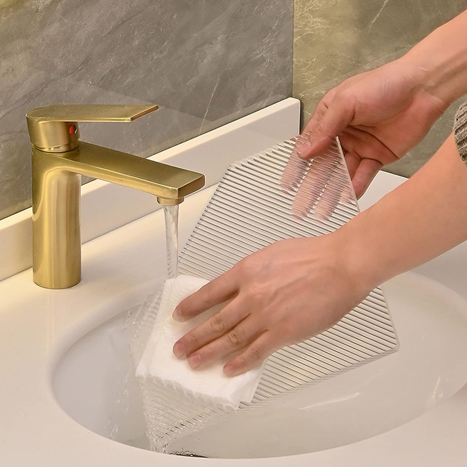 Dessous De Plat De Salle De Bain En Acrylique, Support De Rangement D'Angle Mural, Accessoires De Salle De Bain Sans Poinçon (Or) 1 Pièces - 4