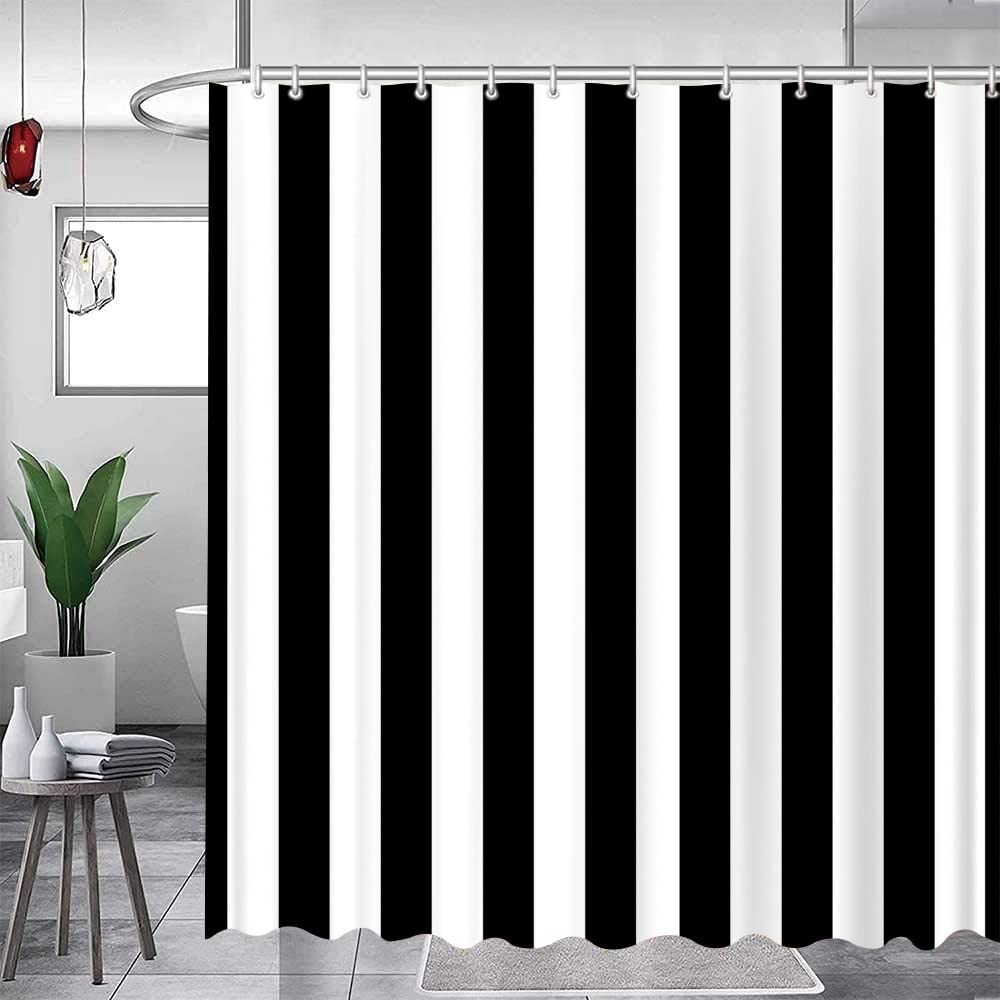 Rideau de douche à rayures noires et blanches, imperméable, anti ...
