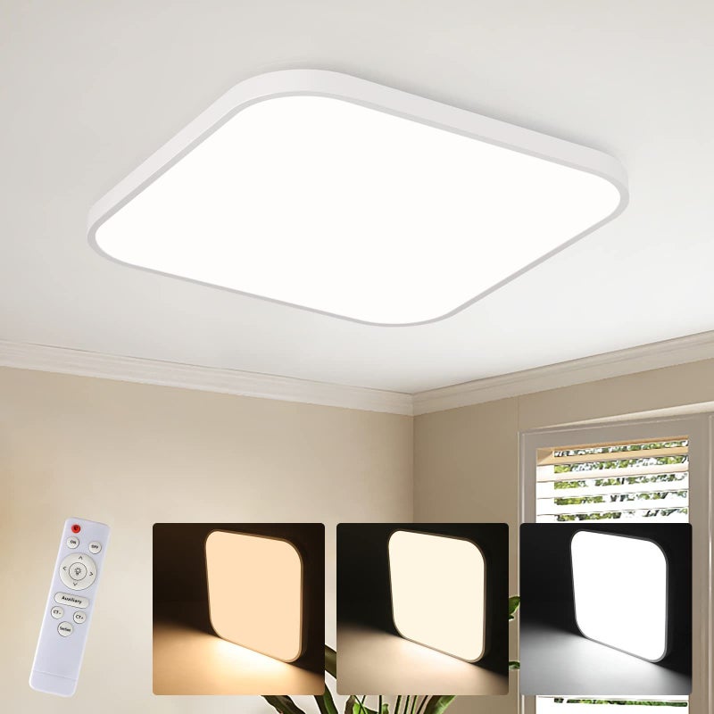 ZMH 27cm kwadratowa lampa sufitowa LED do salonu 15W 3000-6500K IP44 do przedpokoju