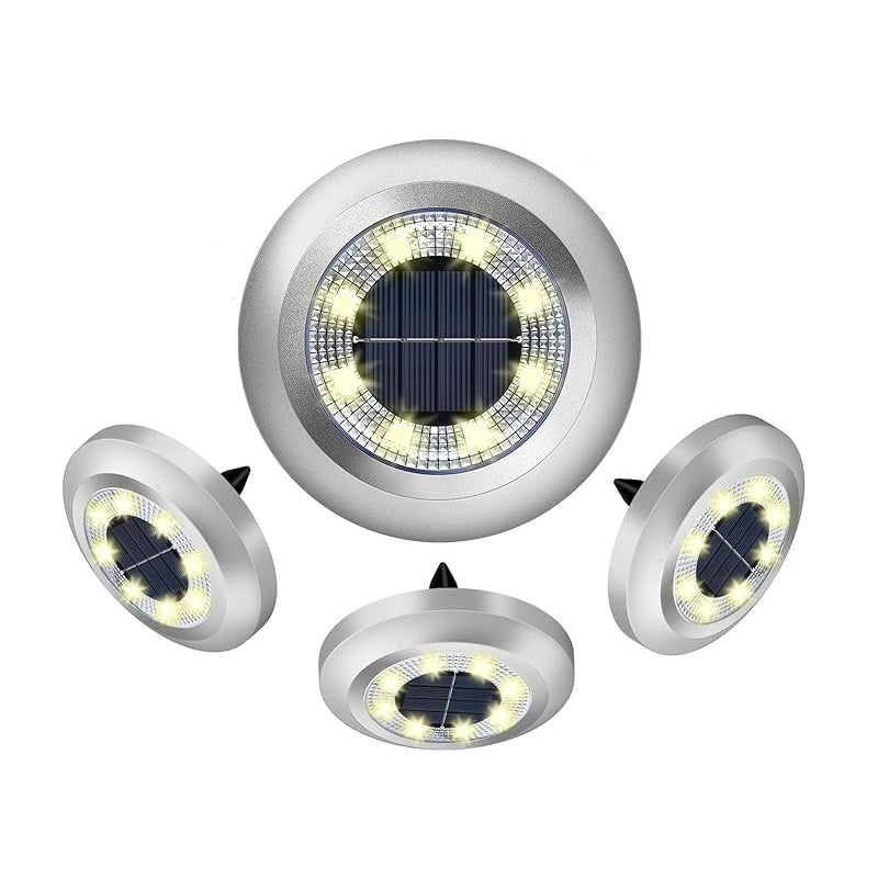 Zewnętrzne ciepłe oświetlenie kanałowe 4 sztuki 8LED, podziemne światło dysku słonecznego