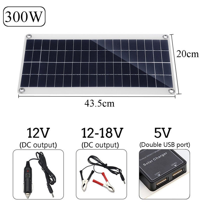 Panneau photovoltaïque flexible 300W, ensemble de contrôleurs de panneaux solaires, batterie extérieure pour camping-car - 2