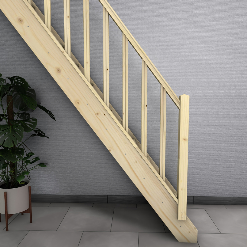 Escalier bois droit avec balustre, Normandie KORDO - 5