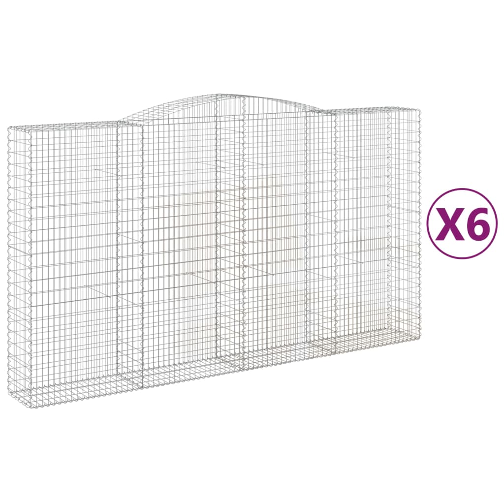 Cestas de gaviones valla de jaula muro de contención arqueado 6 piezas 400 x 50 x 220/240 cm hierro galva 02_0041059