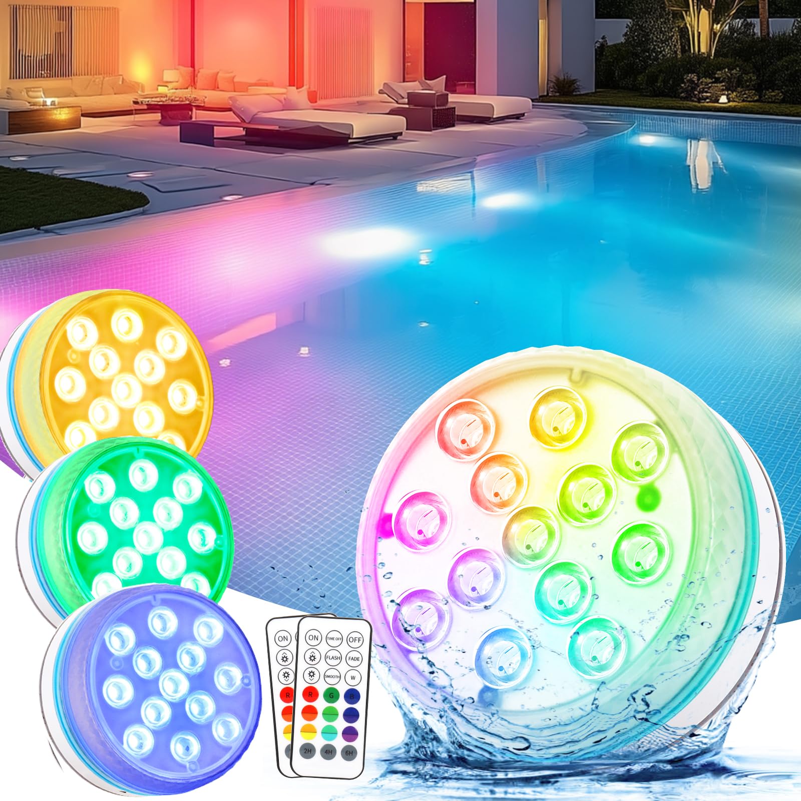 Lampe Piscine PAR56,18W Spot Piscine Etanche IP68 LED De Piscine Submersible Lumière 12V DC/AC