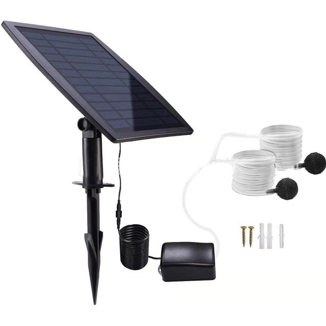 Aérateur Solaire Pour Étang & Aquarium – Pompe à Air Silencieuse, Panneau 2.5W, Jusqu’à 1m Profondeur