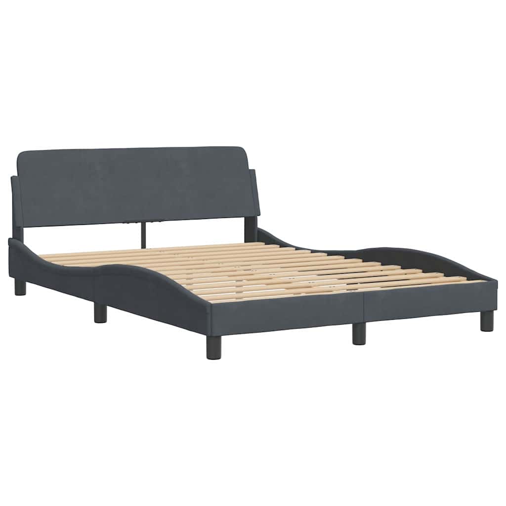 Cadre de lit sans matelas gris foncé 140 x 200 cm velours - 4